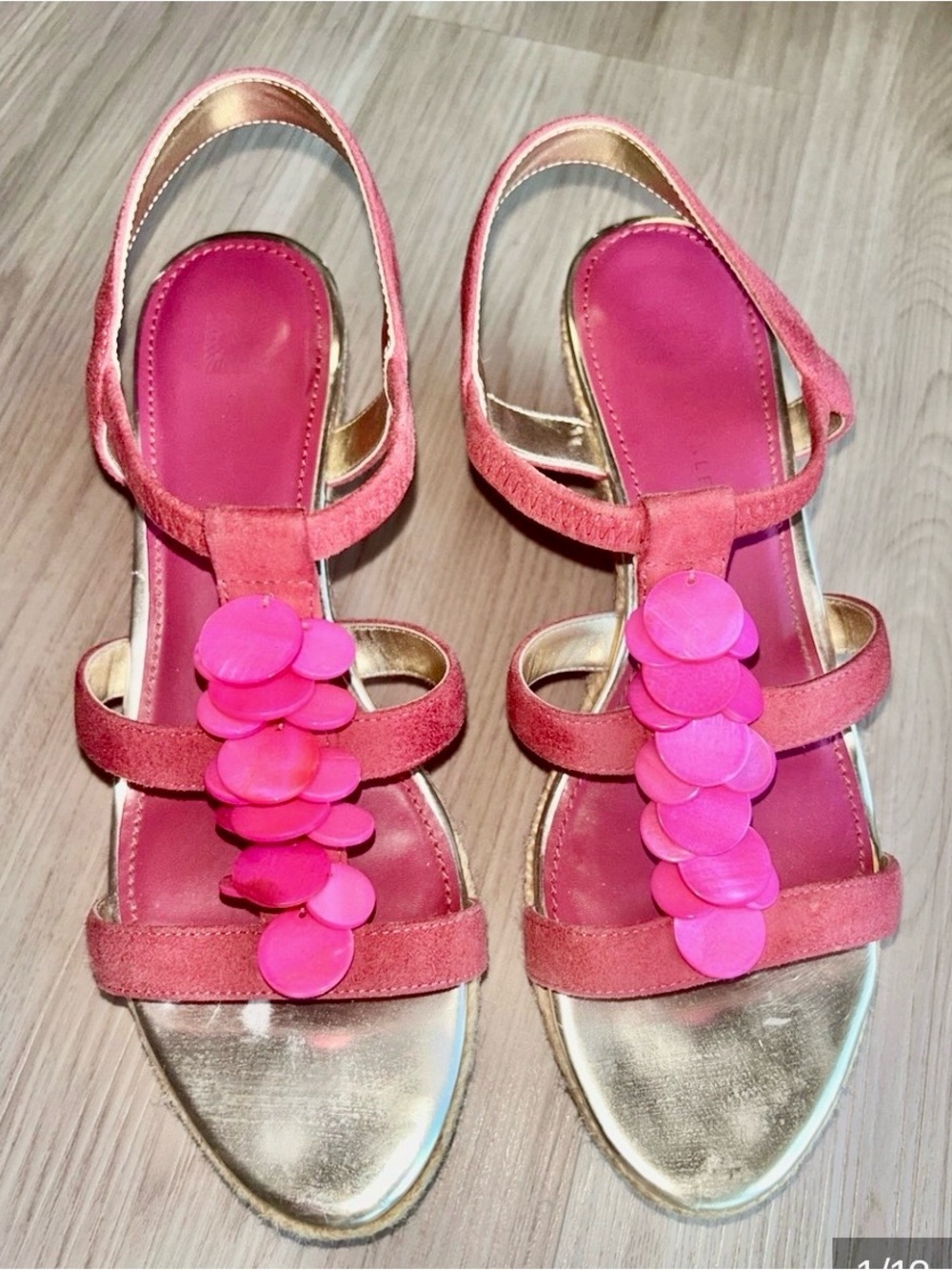 Anne Klein Kassandra Suede Platform Pink 8 Slingback Sandals Discs